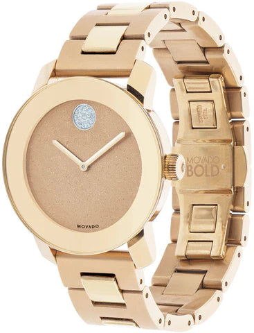 Movado Bold Bronze Dial Rose Gold Ion-plated Ladies Watch - 3600335