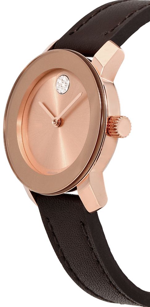 Movado Bold Rose Dial Brown Leather Ladies Watch - 3600438