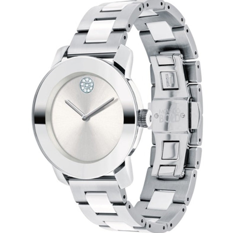 Movado Bold Ceramic Silver-tone Metallic Women's Watch - 3600638
