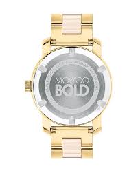 Movado Bold Ceramic Beige Dial Gold Tone Steel Women's Watch 3600640