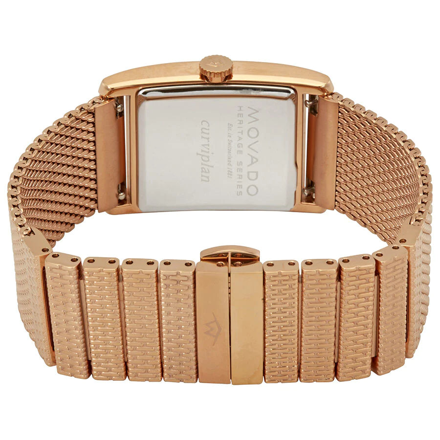 Movado Heritage White Mother of Pearl Dial Rose Gold Mesh Bracelet Women's Watch - 3650041
