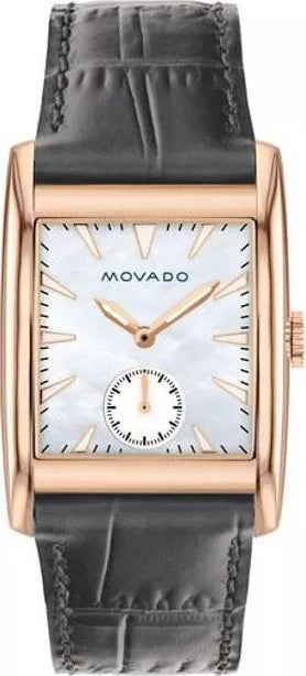Movado Heritage Mother of Pearl White Dial Grey Leather Strap Women's Watch - 3650051