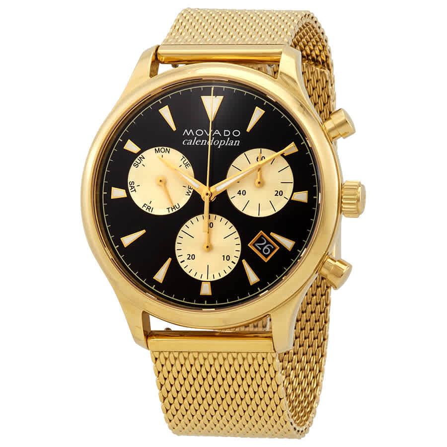 Heritage Chronograph Black Dial Gold Tone Men's Watch - 3650098