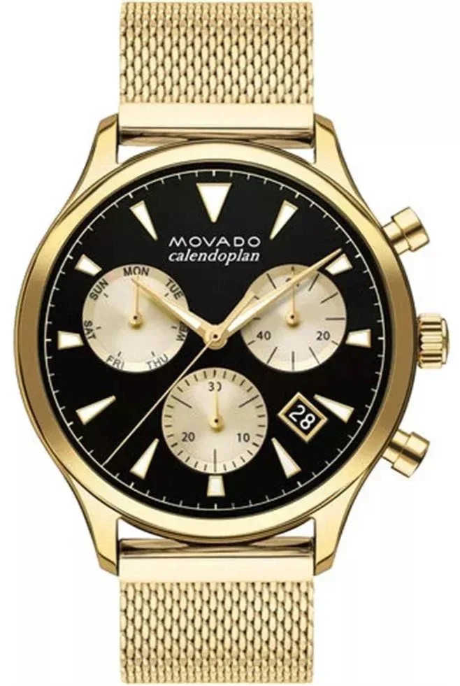 Heritage Chronograph Black Dial Gold Tone Men's Watch - 3650098