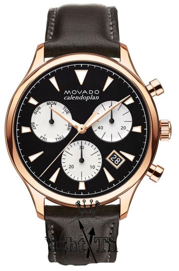 Movado Heritage Chronograph Quartz Black Dial Men's Watch - 3650021