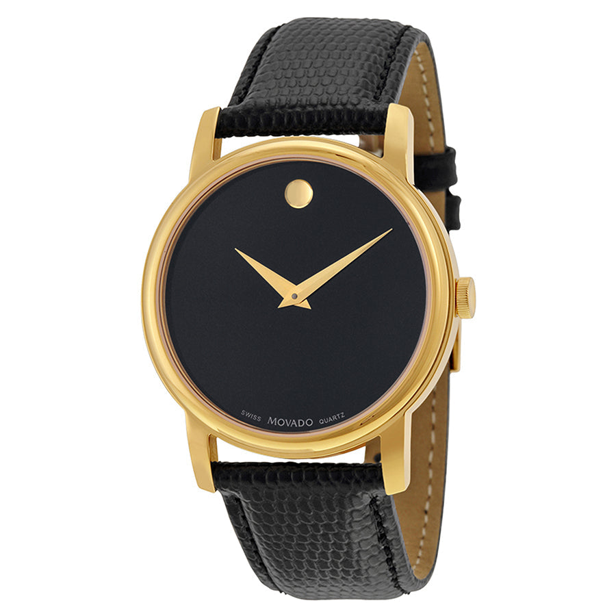 Movado Museum Black Dial Black Leather Ladies Watch - 2100006