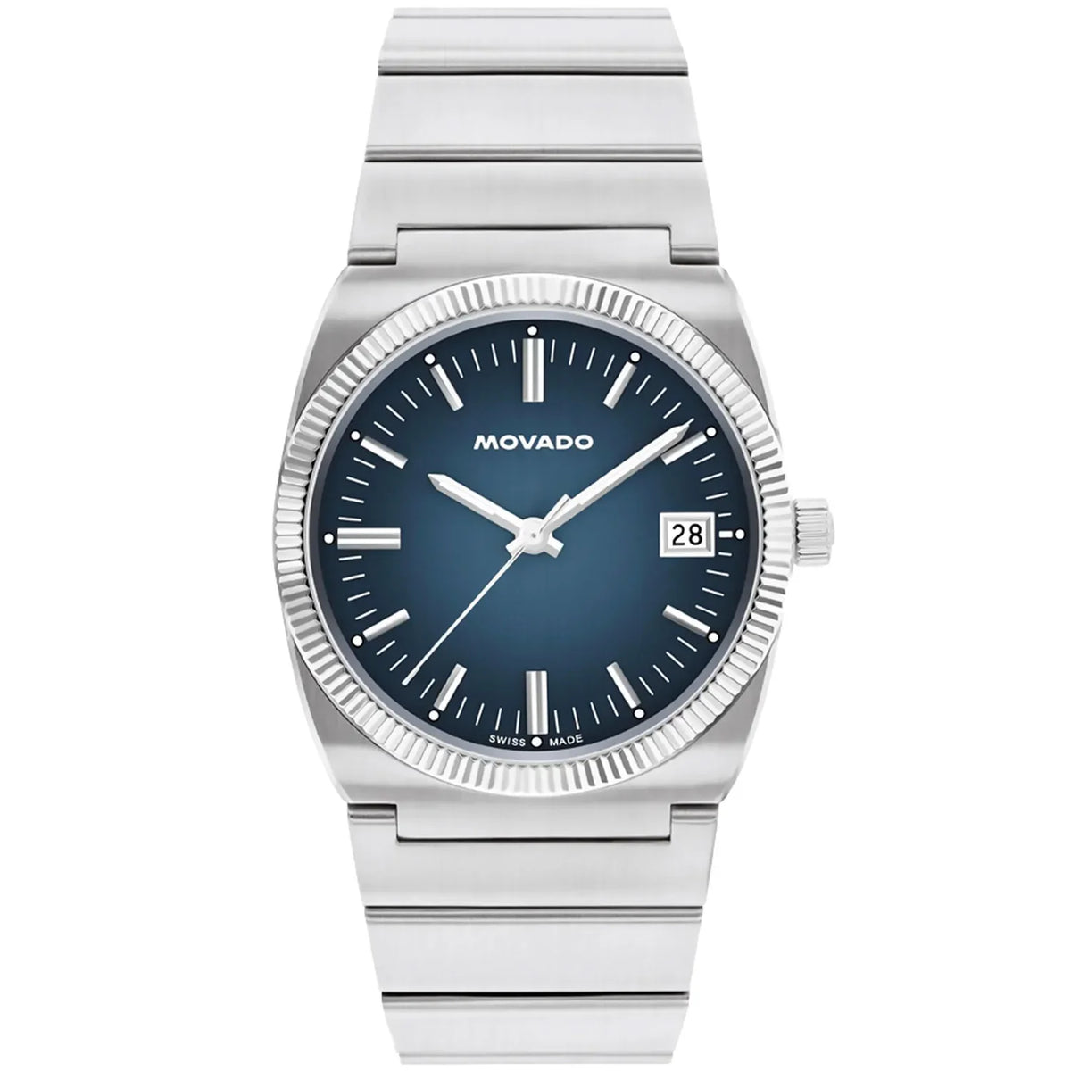 Movado Heritage Series Ondoplan 36mm Blue Dial Steel Bracelet Men's Watch - 3650215