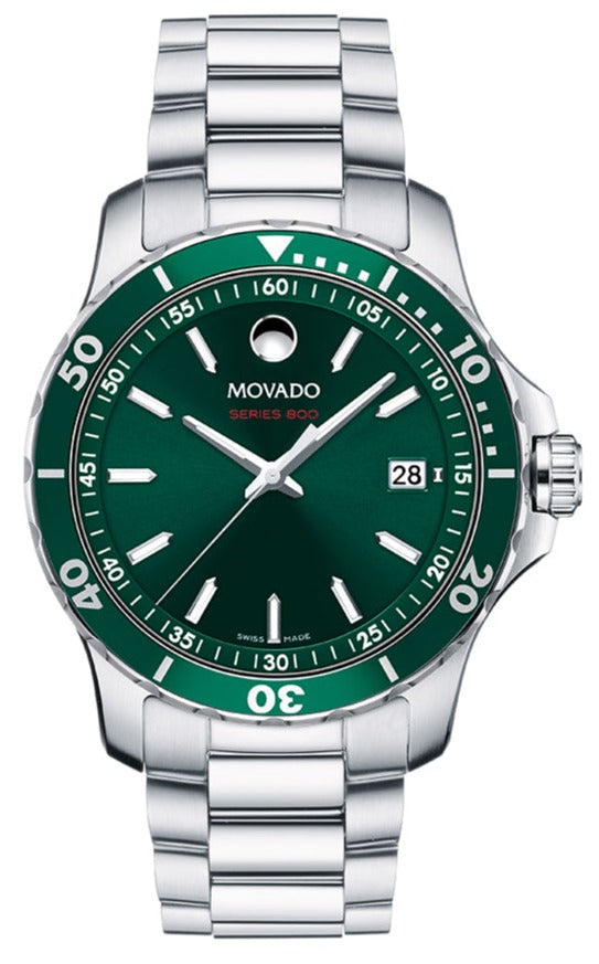 Movado Series 800 Green Dial Stainless Steel Men's Watch 2600136