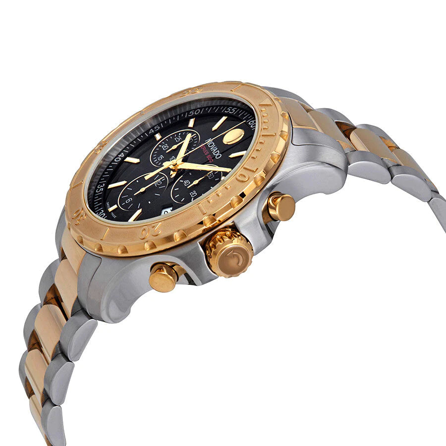 Movado Series 800 Chronograph Black Dial Two-Tone Men's Watch - 2600138