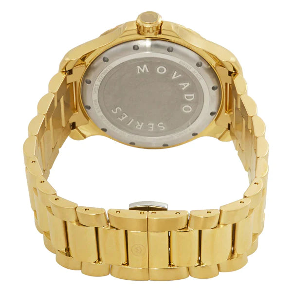 Movado Series 800 Blue Dial Gold Steel Strap Mens's Watch - 2600144
