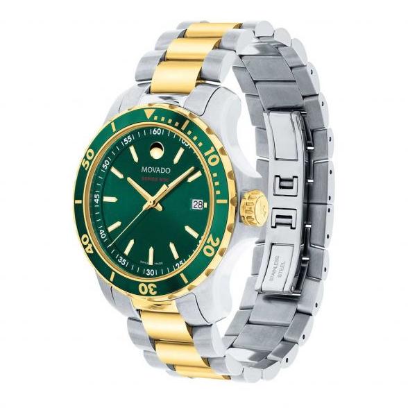 Movado Series 800 Green Dial Two Tone Steel Strap Men Watch - 2600147