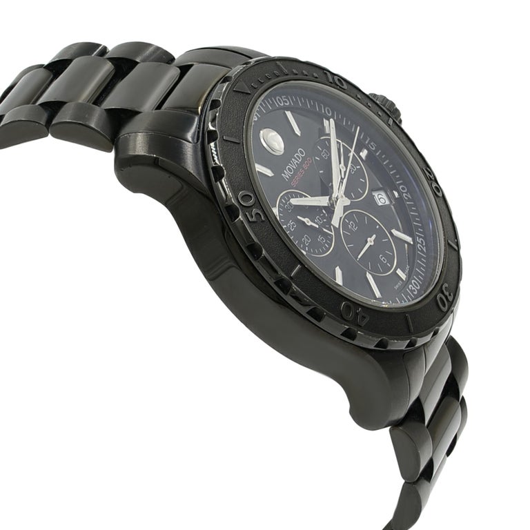 Movado Series 800 Chronograph side view showcasing black PVD case profile and bracelet