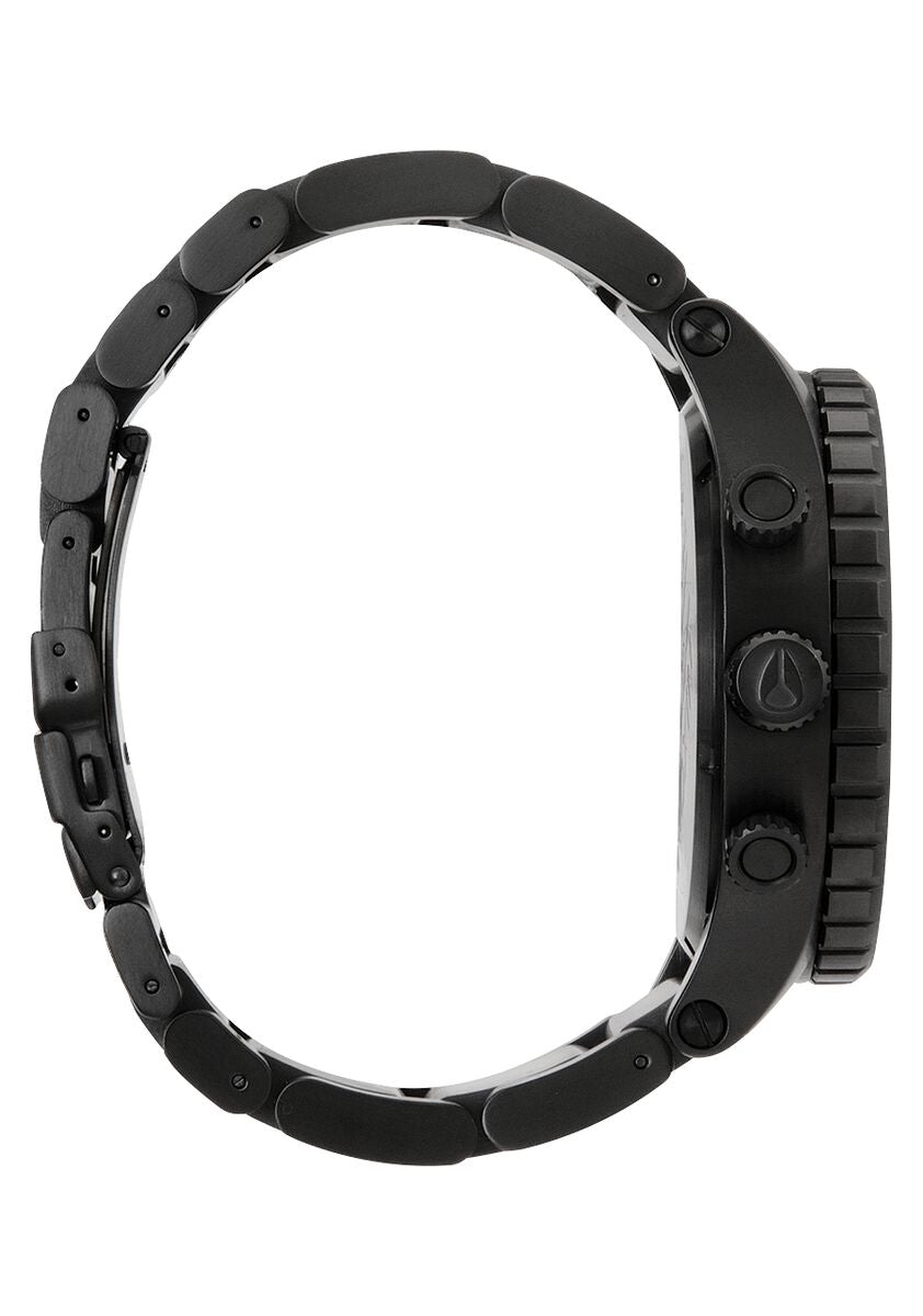 Nixon 51-30 black stainless steel bracelet and case shown from the side