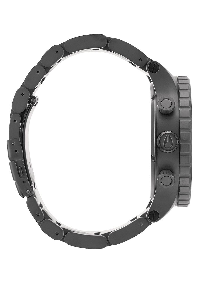 Nixon 51-30 Chronograph gunmetal watch showing side profile with strap