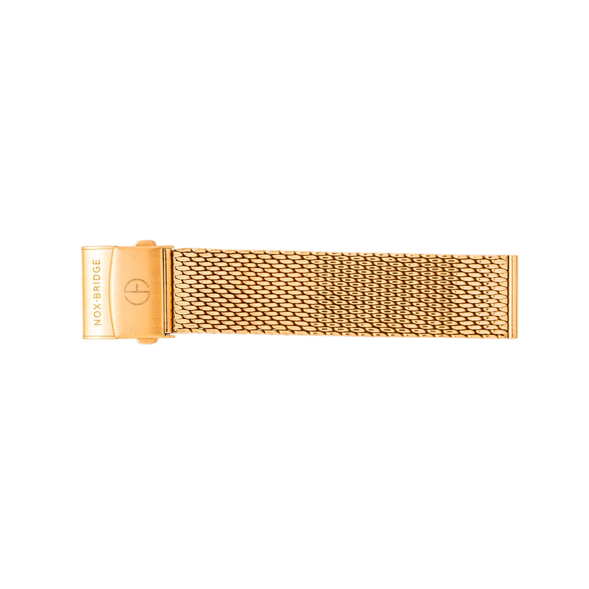 Rose gold stainless steel mesh bracelet with rose gold fold-over clasp