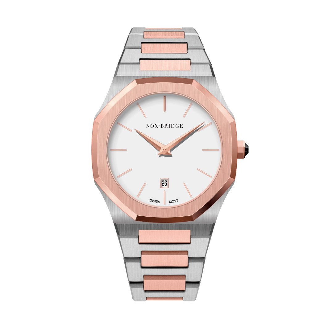 Noxbridge Revo White Dial Two-Tone Watch ECC40TT