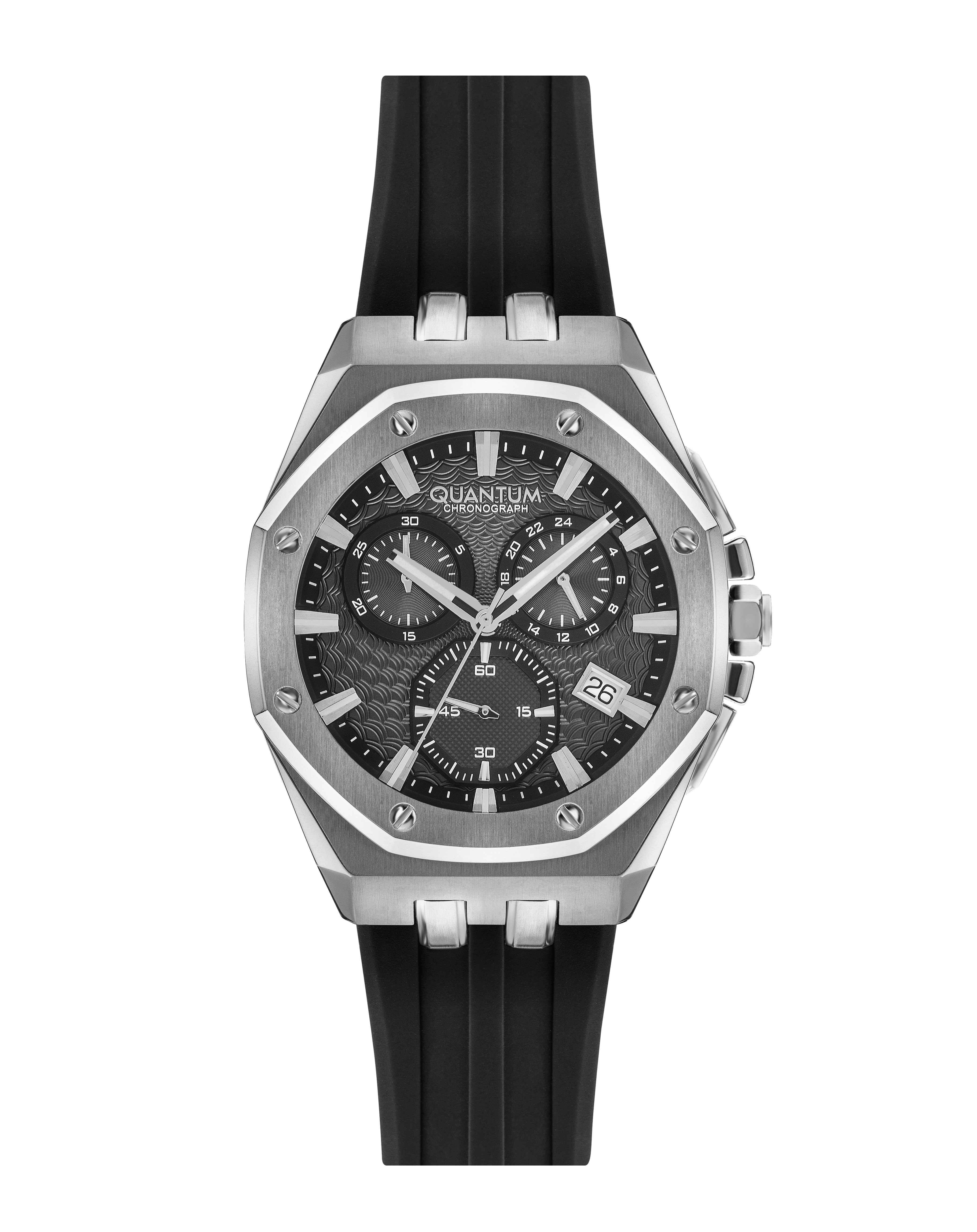 Quantum Multifunction Black Strap Gun Dial Date Watch HNG949.351