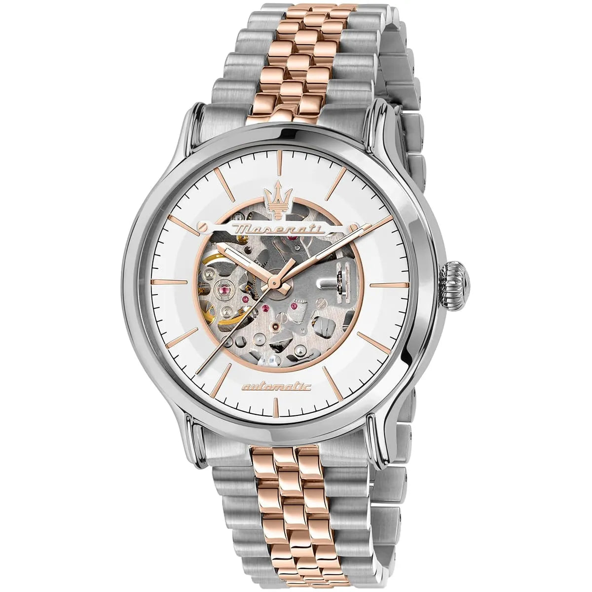 Maserati Epoca automatic watch with white dial and two-tone metal strap