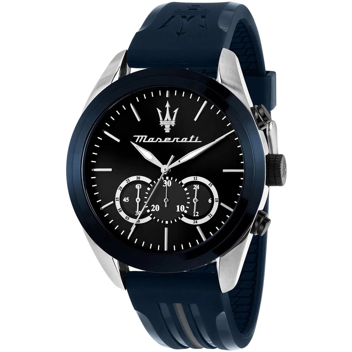 Maserati Traguardo Chronograph Rubber Strap Black Sunray Dial Quartz R8871612046 100M Men's Watch R8871612046 - Image 1