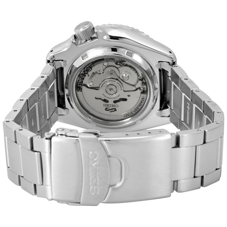 Caseback of Seiko 5 Sports SRPD63K1 showing automatic movement