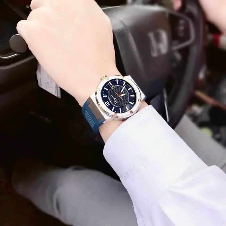 Ferragamo F-80 blue men's watch worn on wrist