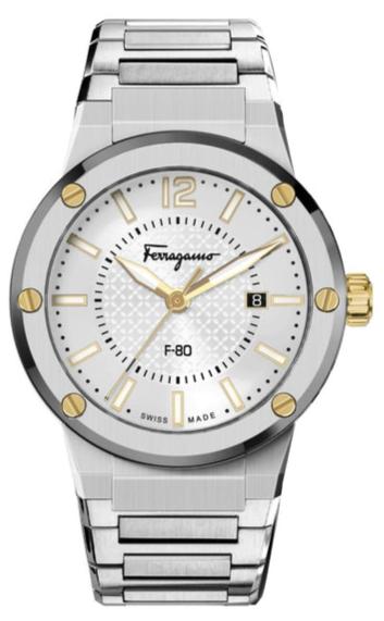 Ferragamo Salvatore F-80 men's watch with silver dial and steel strap