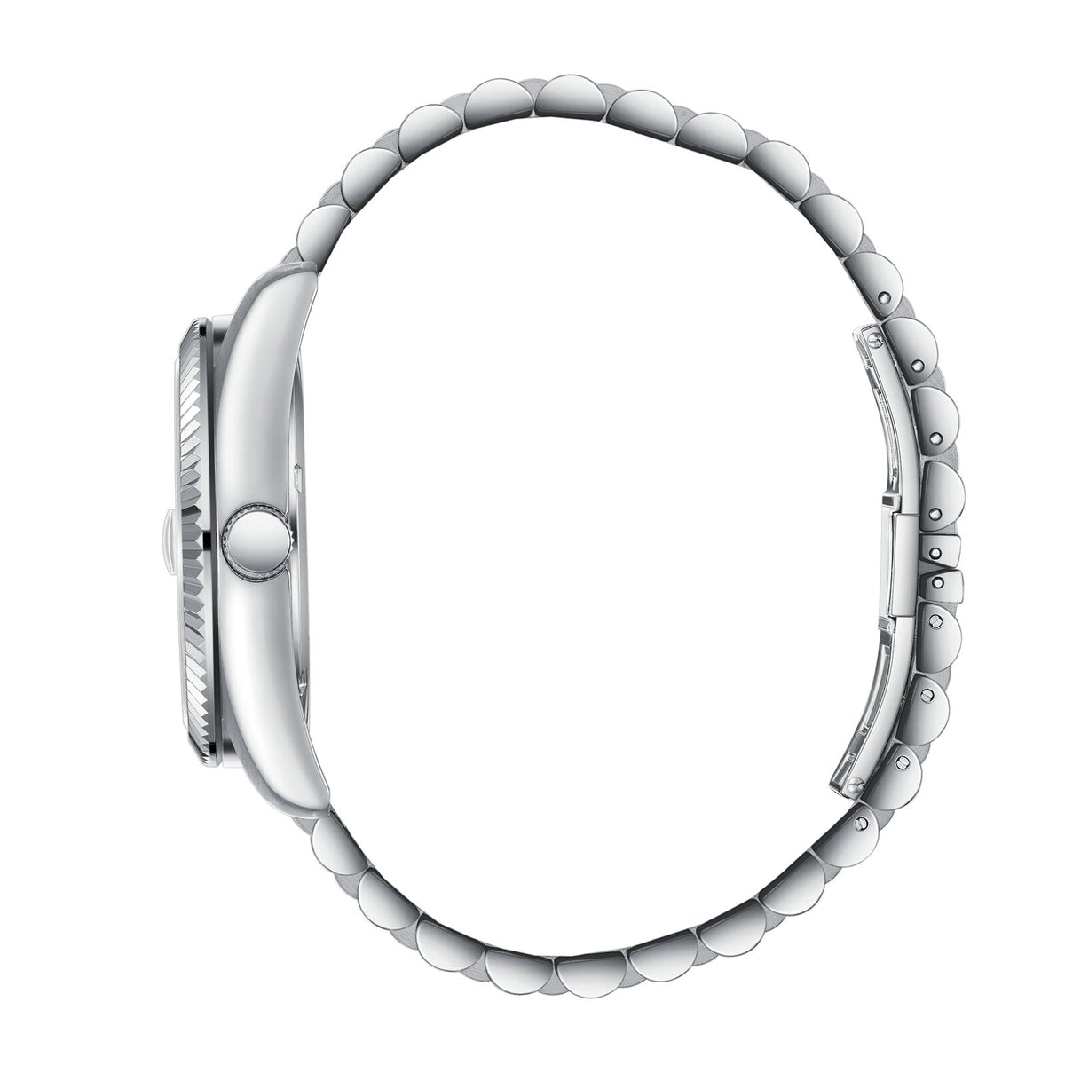 Slazenger Classic watch side profile showing silver case and bracelet design