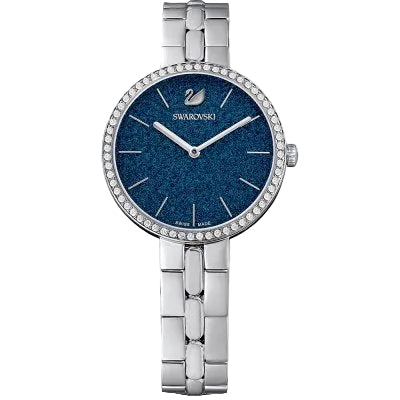 Swarovski Crystal Rose women's watch with blue sparkling dial and crystal bezel