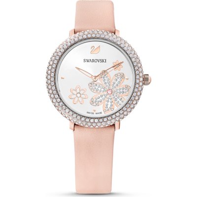 Swarovski Crystal Frost White Dial Pink Leather Strap Women's Watch 5519223