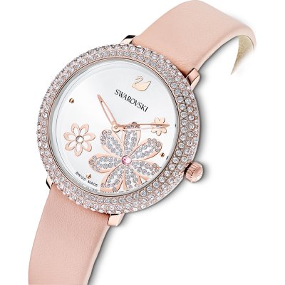Swarovski Crystal Frost White Dial Pink Leather Strap Women's Watch 5519223