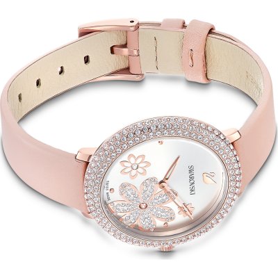 Swarovski Crystal Frost White Dial Pink Leather Strap Women's Watch 5519223
