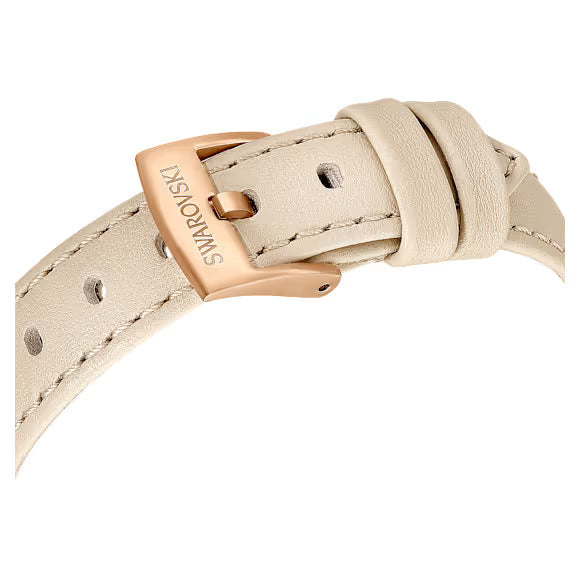Swarovski Certa beige leather strap with rose gold-tone buckle and brand logo