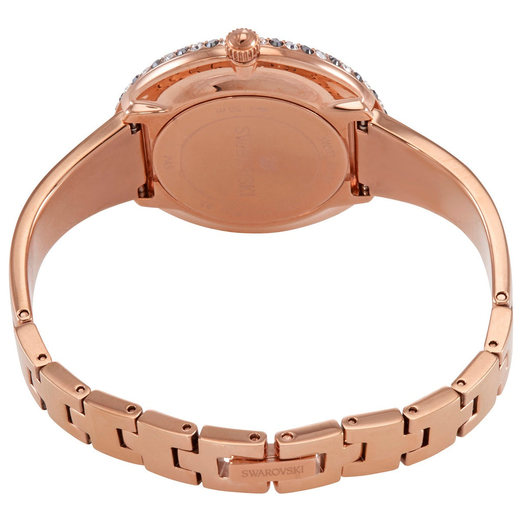 Crystal Rose watch caseback displaying rose gold-tone metal bracelet and case