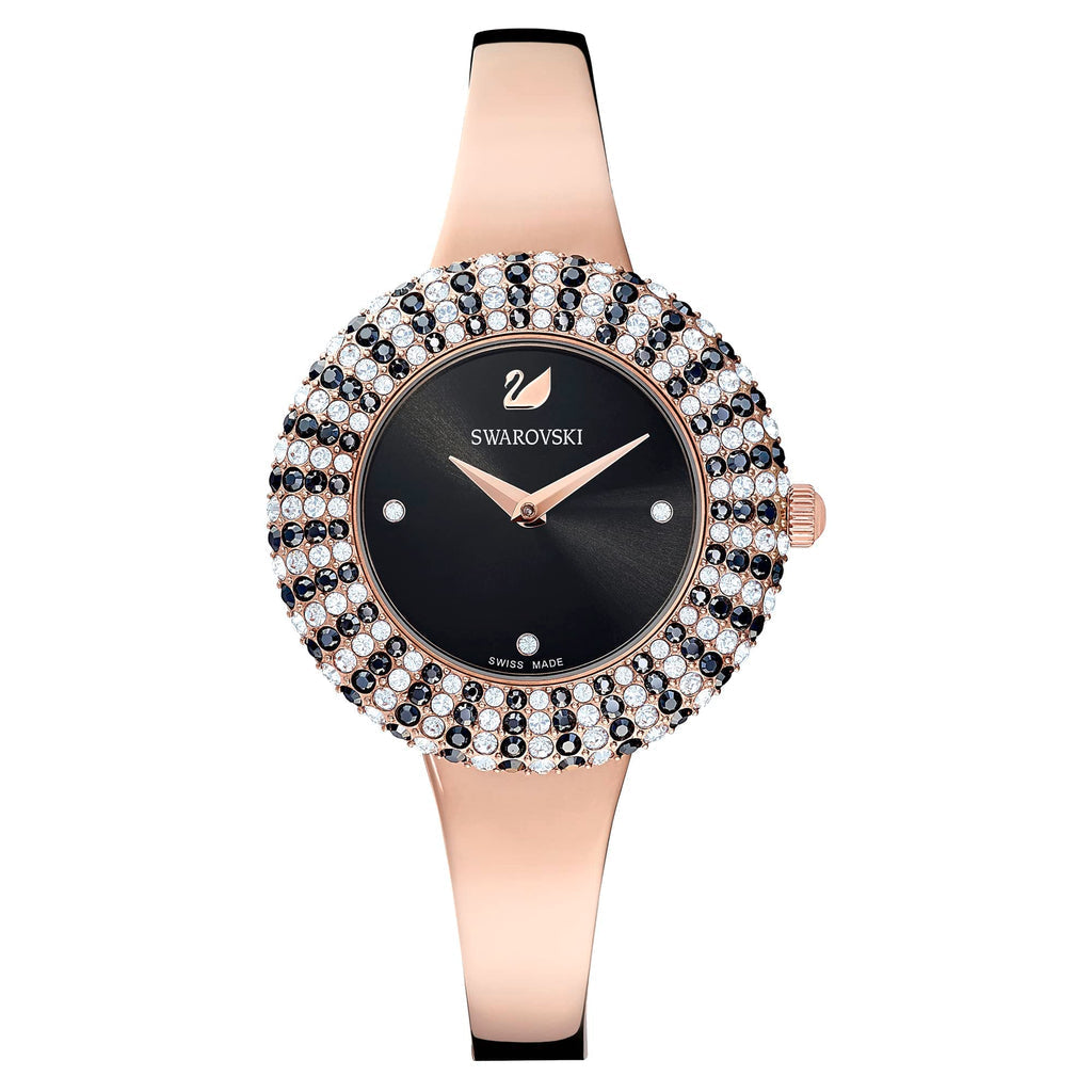 Swarovski Crystal Rose women's watch with black dial and crystal-set rose gold bezel