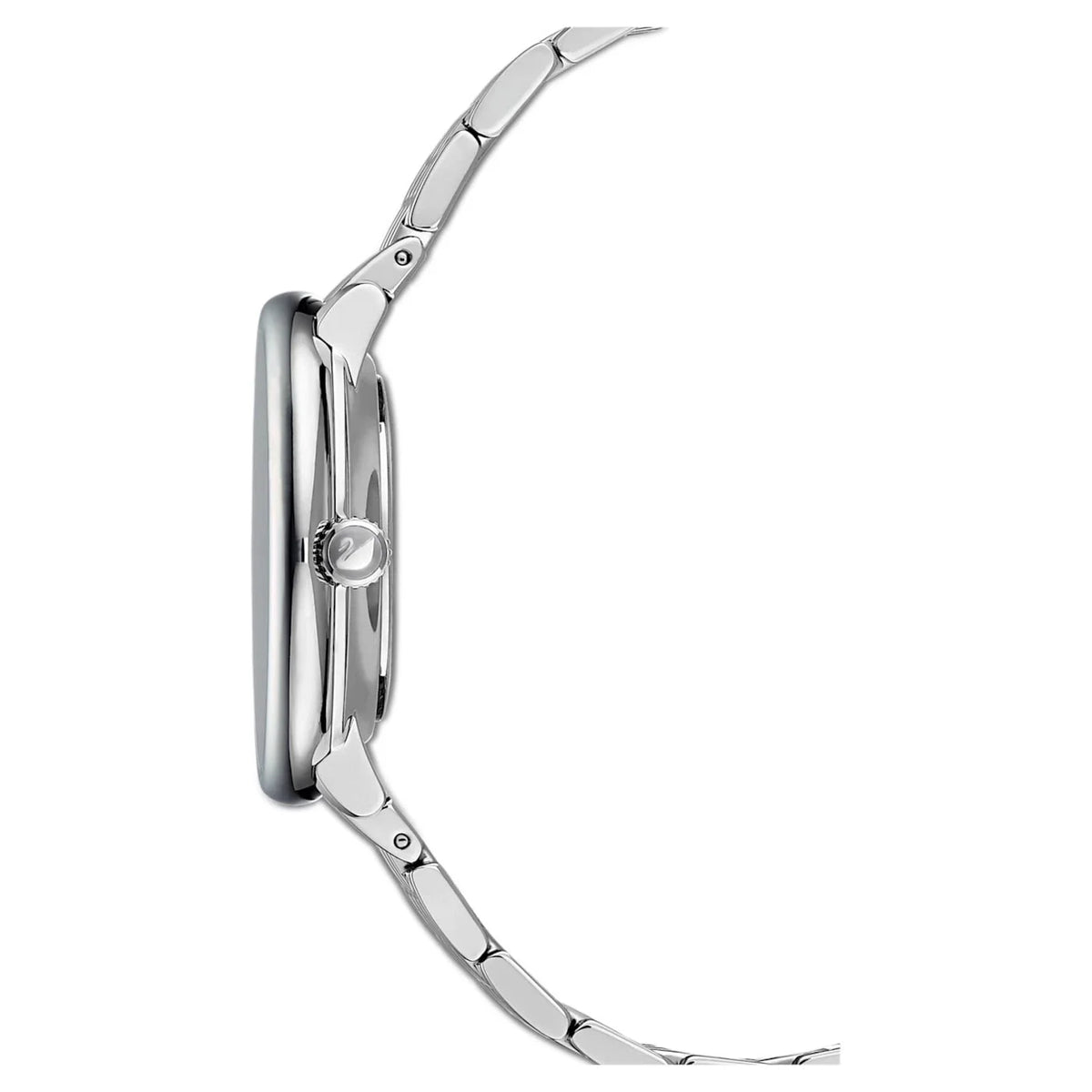 Swarovski Crystalline Chic watch side profile showing thin case and articulated bracelet