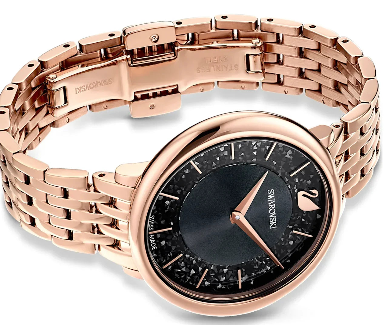 Swarovski Crystalline Chic Black Dial Gold Bracelet Women's Watch - 5544587