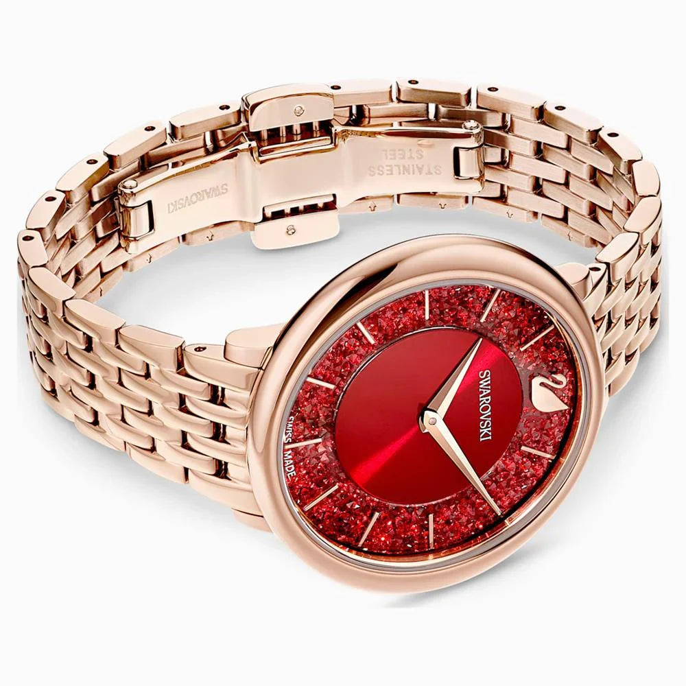 Crystalline Chic rose gold-tone steel bracelet strap with link design and folding clasp