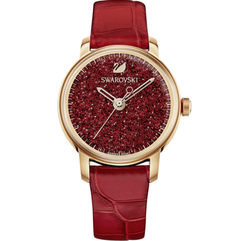 Swarovski Crystalline Hours Red Crystal Dial Red Leather Strap Watch for Women - 5295380