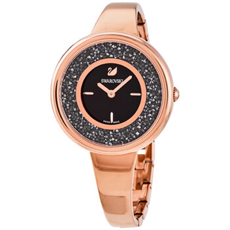 Swarovski Crystalline Pure women's watch with black dial, rose gold case and crystal-studded bezel
