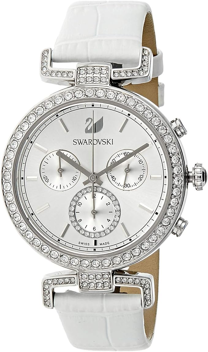 Swarovski Era Journey Silver Dial White Leather Strap Women's Watch - 5295346