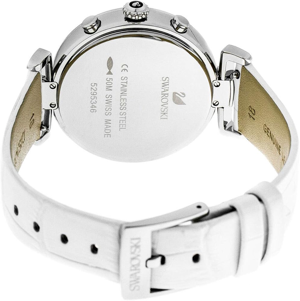 Swarovski Era Journey Silver Dial White Leather Strap Women's Watch - 5295346