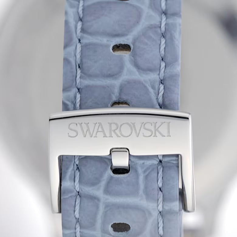 Swarovski Octea Lux Chrono light blue crocodile-embossed leather strap with Swarovski buckle detail