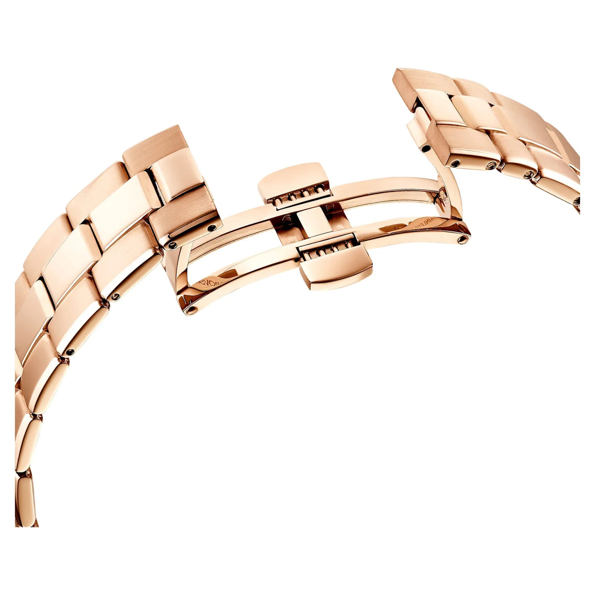 Rose gold-tone metal bracelet detail of Octea Lux Sport watch