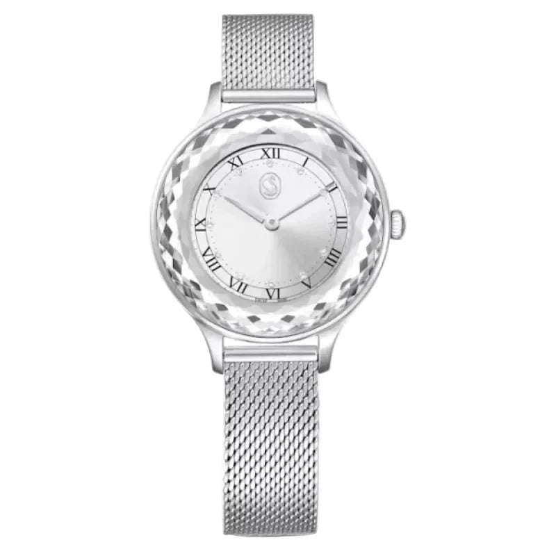 Swarovski Octea Nova silver steel women's watch with sapphire glass bezel and silver dial