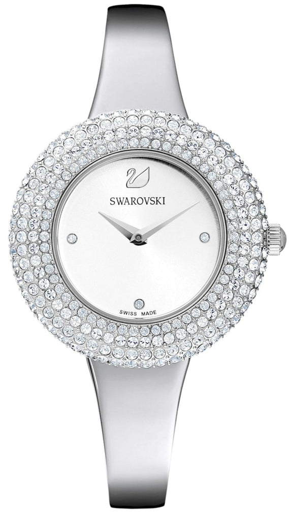 Swarovski Crystal Sparkling women's watch with silver dial and crystal-paved bezel