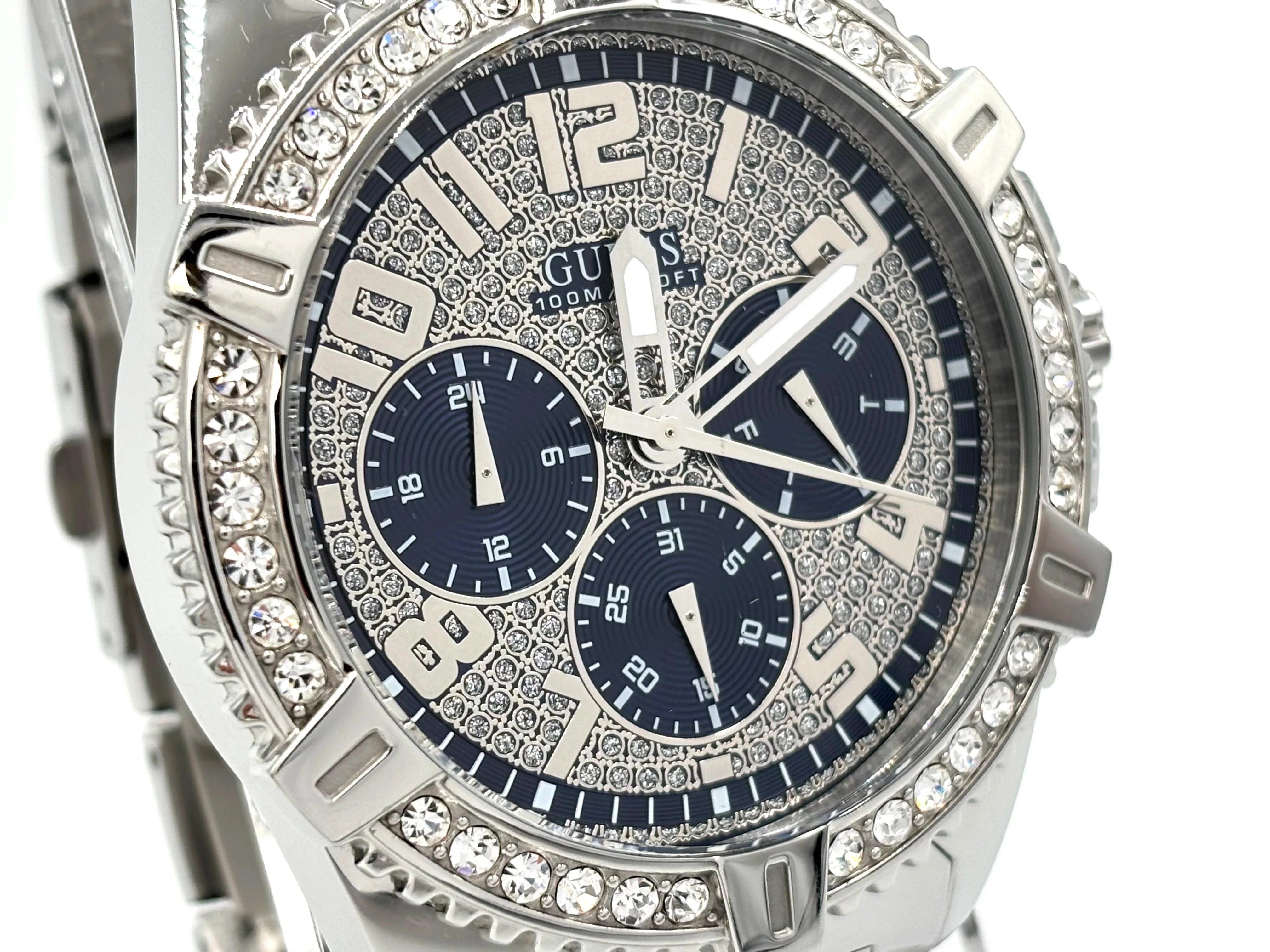 Guess Frontier MultiFunction Dimond Silver 48mm Blue Men's Watch - GW0351G2