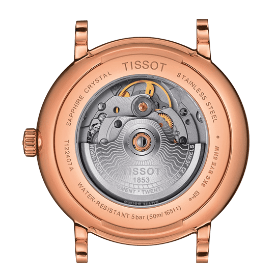 Tissot T Classic Carson Premium Automatic White Dial Rose Gold Steel Strap Men's Watch - T122.407.33.031.00