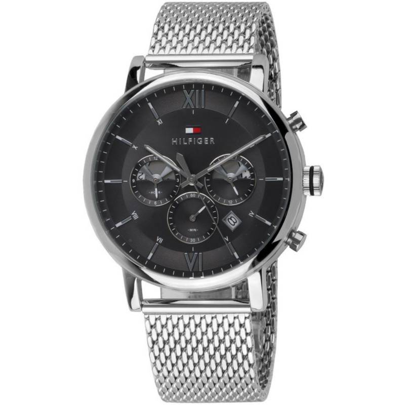 Tommy Hilfiger Evan chronograph with grey dial and stainless steel mesh bracelet