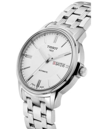 Tissot Automatics III Day Date White Dial Silver Steel Strap Men Watch - T065.430.11.031.00