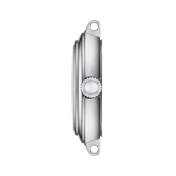 Case back view showing sapphire crystal and water-resistant specifications
